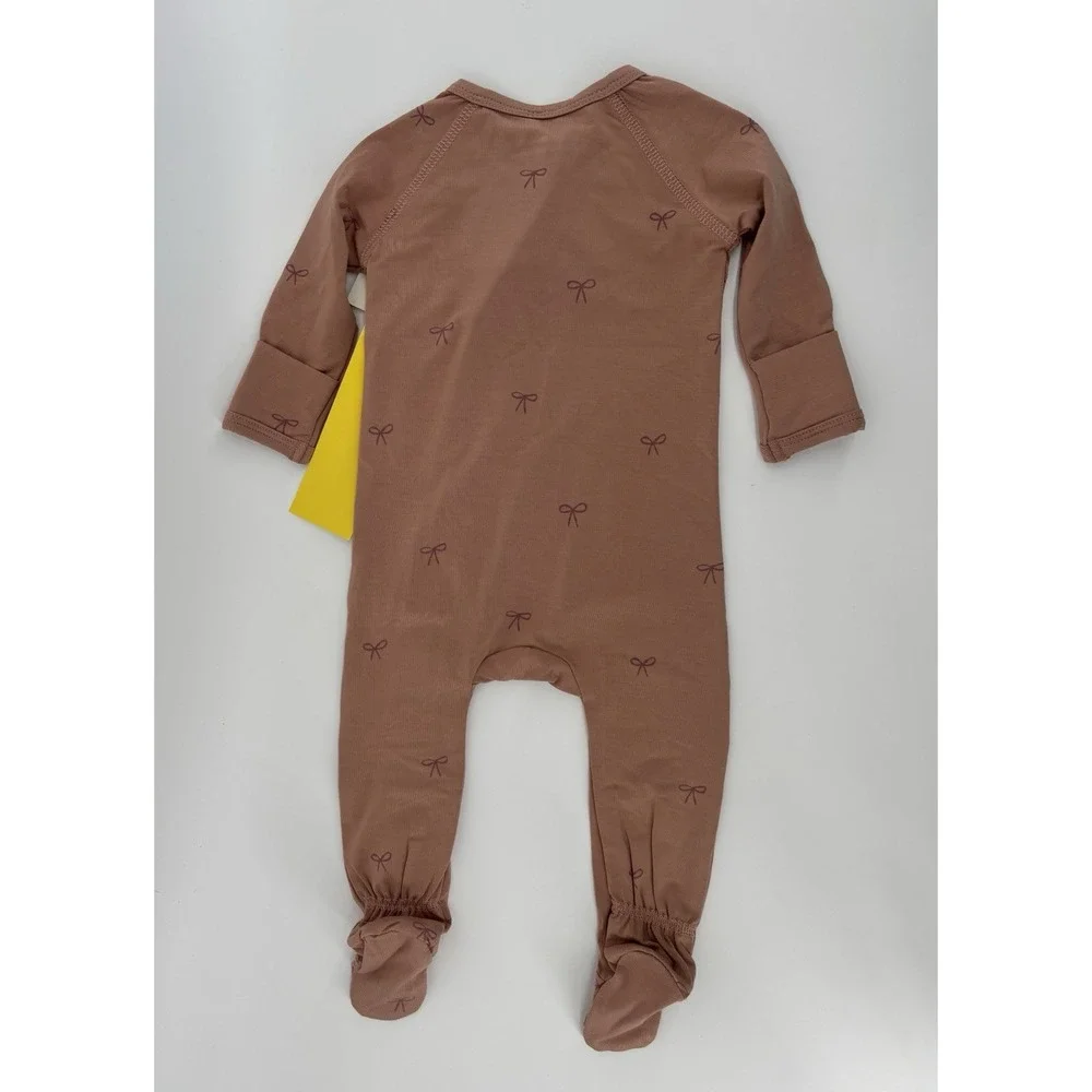 NWT Quincy Mae Bamboo Zip Footie 0-3m Bows